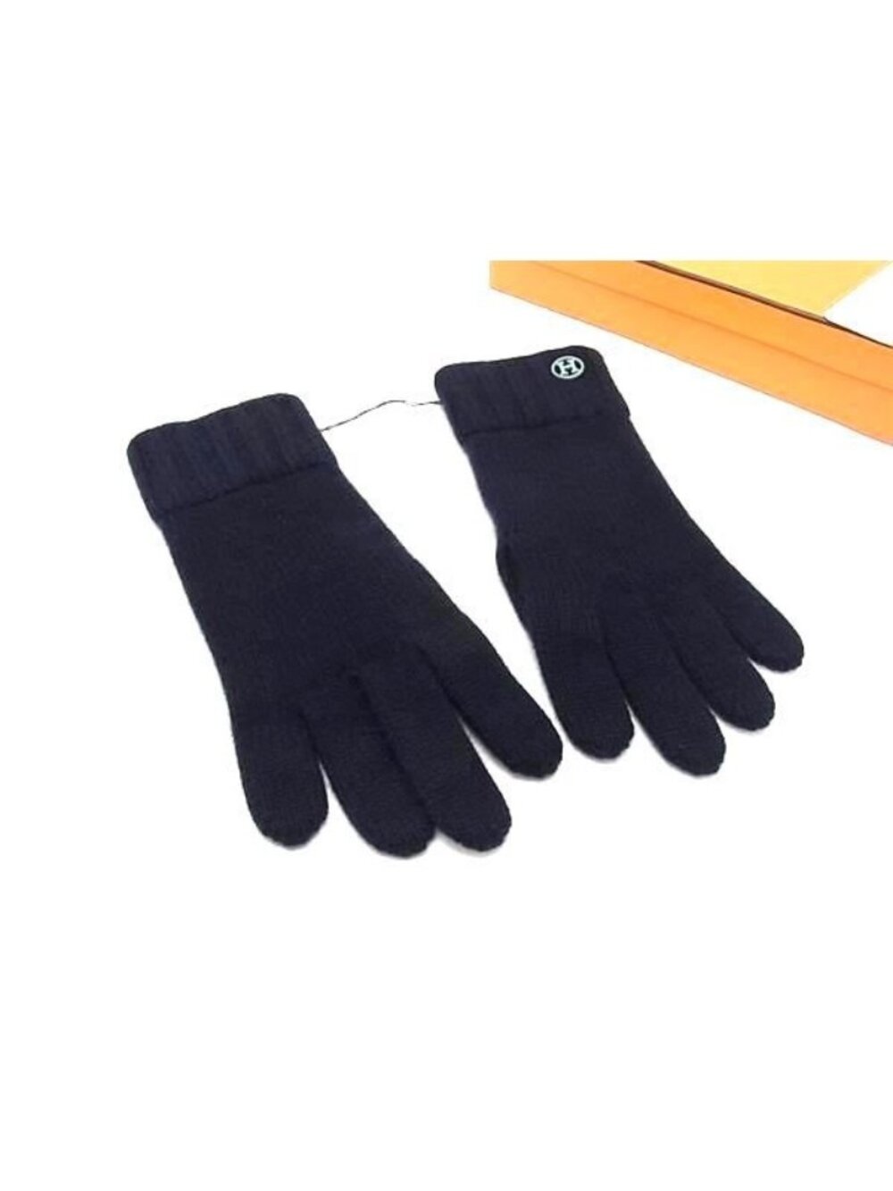 Hermes H Loop Cashmere 100% Gloves M Navy